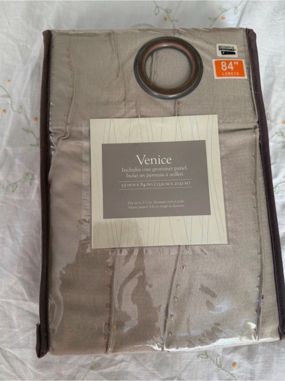 Bed Bath & Beyond Venice Grommet Curtain Panel in Taupe